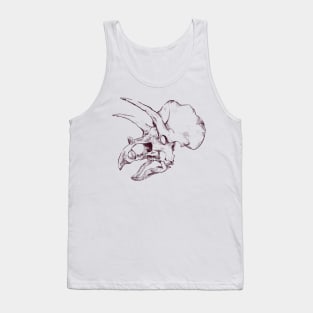 Triceratops Dinosaur Skull Skeleton Dark Sketch Tank Top